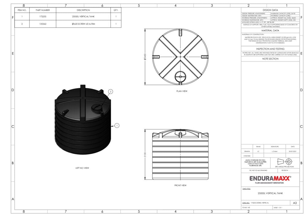 25000 Litre Non-Potable Water Tank – Low Profile