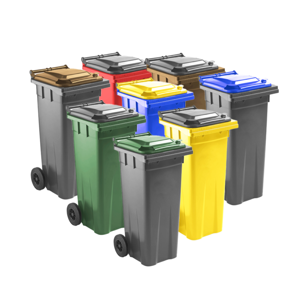 140 Litre Wheelie Bin - Coloured Green/Brown/Yellow/Red/Blue Lid Outdoor Home Council Bin